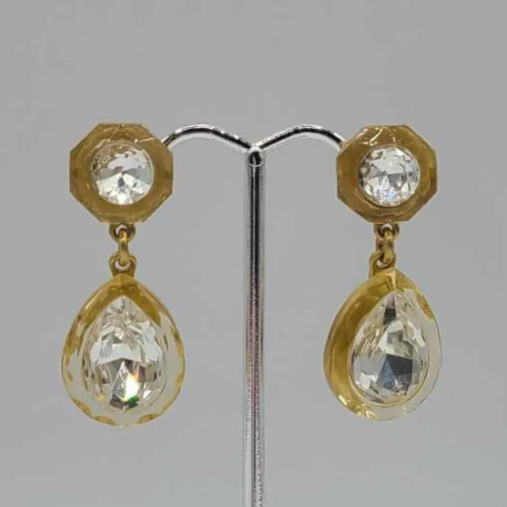 J Crew Clear Crystal Drop Earrings